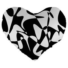 Black And White Elegant Pattern Large 19  Premium Heart Shape Cushions by Valentinaart