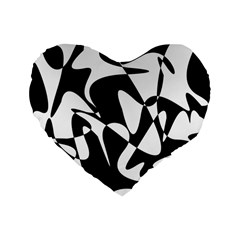 Black And White Elegant Pattern Standard 16  Premium Flano Heart Shape Cushions by Valentinaart