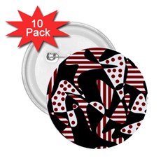 Red, Black And White Abstraction 2 25  Buttons (10 Pack)  by Valentinaart