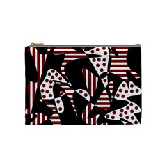 Red, Black And White Abstraction Cosmetic Bag (medium)  by Valentinaart