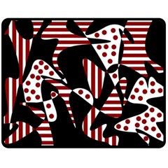 Red, Black And White Abstraction Double Sided Fleece Blanket (medium)  by Valentinaart