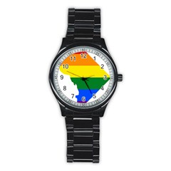 Lgbt Flag Map Of Washington, D C Stainless Steel Round Watch by abbeyz71