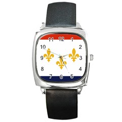 Flag Of New Orleans  Square Metal Watch