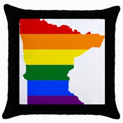 Lgbt Flag Map Of Minnesota  Throw Pillow Case (black)