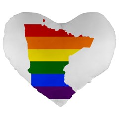 Lgbt Flag Map Of Minnesota  Large 19  Premium Heart Shape Cushions by abbeyz71