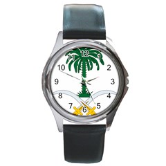 Emblem Of Saudi Arabia  Round Metal Watch by abbeyz71