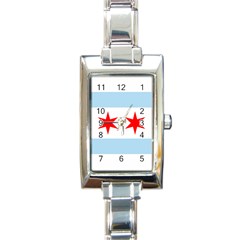 Flag Of Chicago Rectangle Italian Charm Watch