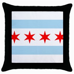 Flag Of Chicago Throw Pillow Case (Black)