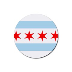 Flag Of Chicago Rubber Round Coaster (4 pack) 