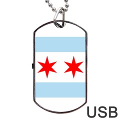 Flag Of Chicago Dog Tag USB Flash (Two Sides) 