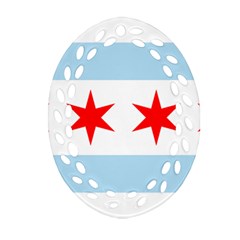 Flag Of Chicago Oval Filigree Ornament (2-side) 