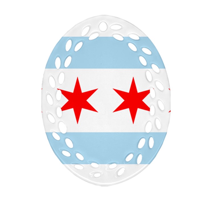 Flag Of Chicago Oval Filigree Ornament (2-Side) 