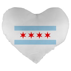 Flag Of Chicago Large 19  Premium Heart Shape Cushions