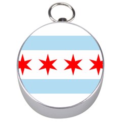 Flag Of Chicago Silver Compasses