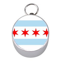 Flag Of Chicago Mini Silver Compasses