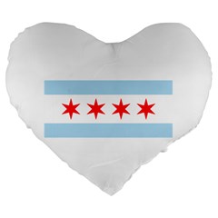 Flag Of Chicago Large 19  Premium Flano Heart Shape Cushions