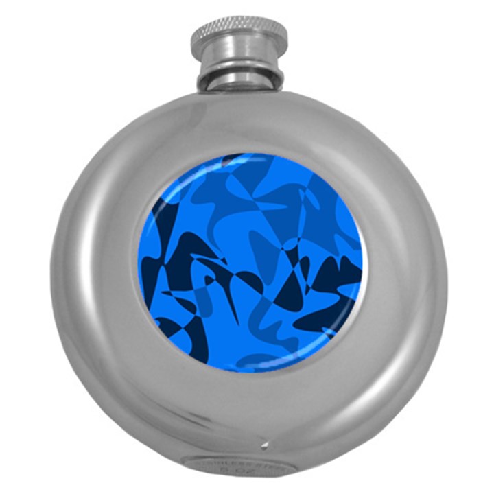 Blue pattern Round Hip Flask (5 oz)