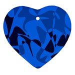 Blue pattern Heart Ornament (2 Sides) Front