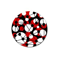 Red, Black And White Pattern Magnet 3  (round) by Valentinaart