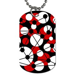 Red, Black And White Pattern Dog Tag (one Side) by Valentinaart