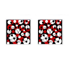 Red, Black And White Pattern Cufflinks (square)