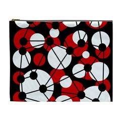 Red, Black And White Pattern Cosmetic Bag (xl) by Valentinaart