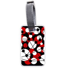 Red, Black And White Pattern Luggage Tags (one Side)  by Valentinaart