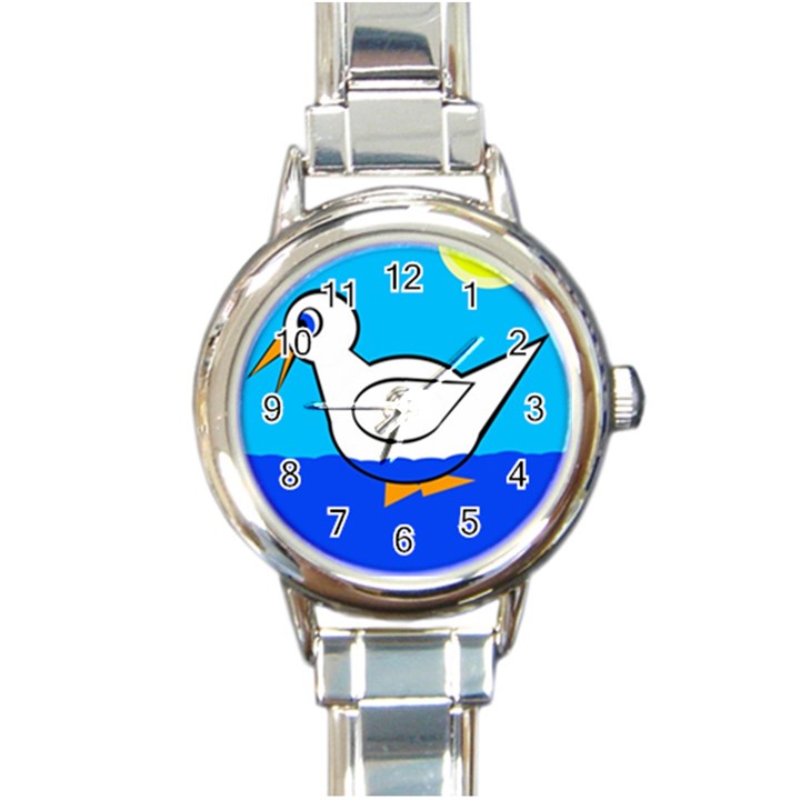 White duck Round Italian Charm Watch