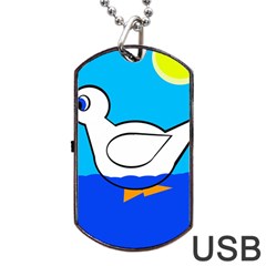 White Duck Dog Tag Usb Flash (one Side) by Valentinaart