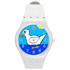 White Duck Round Plastic Sport Watch (m)