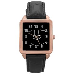 Sleeping Face Rose Gold Leather Watch  by Valentinaart