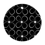 Black and white floral pattern Round Ornament (Two Sides)  Back