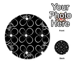 Black And White Floral Pattern Playing Cards 54 (round) 