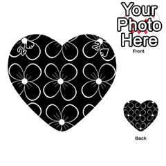 Black And White Floral Pattern Playing Cards 54 (heart)  by Valentinaart