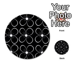 Black And White Floral Pattern Multi-purpose Cards (round) 