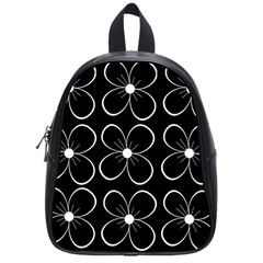 Black And White Floral Pattern School Bags (small)  by Valentinaart