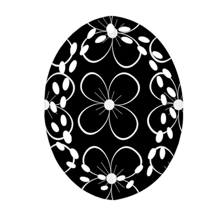 Black and white floral pattern Ornament (Oval Filigree) 