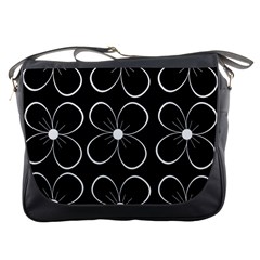 Black And White Floral Pattern Messenger Bags