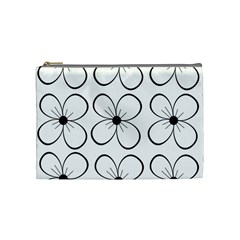 White Flowers Pattern Cosmetic Bag (medium) 