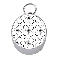 White Flowers Pattern Mini Silver Compasses by Valentinaart