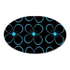 Blue Flowers Oval Magnet by Valentinaart
