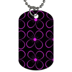 Purple Floral Pattern Dog Tag (two Sides) by Valentinaart