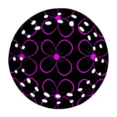 Purple Floral Pattern Ornament (round Filigree) 