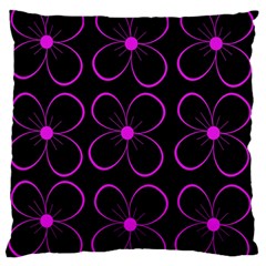 Purple Floral Pattern Large Flano Cushion Case (one Side) by Valentinaart