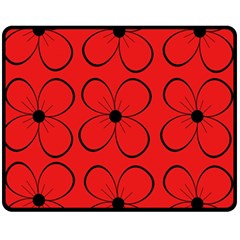 Red Floral Pattern Fleece Blanket (medium)  by Valentinaart