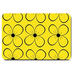 Yellow Floral Pattern Large Doormat 