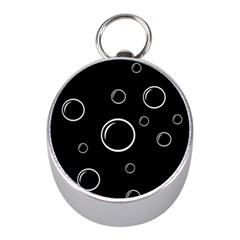 Black And White Bubbles Mini Silver Compasses by Valentinaart