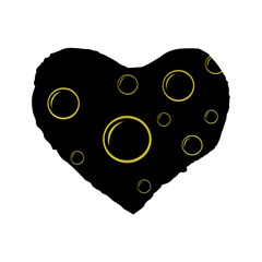 Yellow Bubbles Standard 16  Premium Heart Shape Cushions by Valentinaart