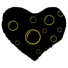 Yellow Bubbles Large 19  Premium Flano Heart Shape Cushions