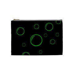 Green Buubles Pattern Cosmetic Bag (medium)  by Valentinaart